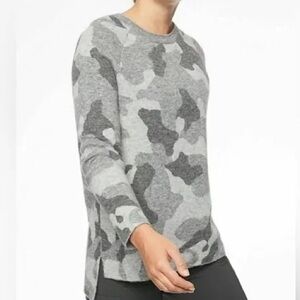 Athleta Gray Camouflage Crew Neck Sweater